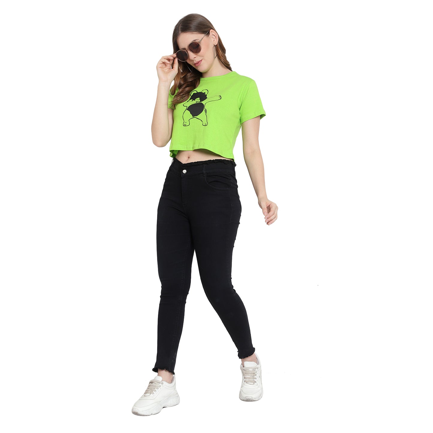 Women's Neon Printed Crop Top | Trendy Cotton T-Shirt | Stylish & Casual Wear