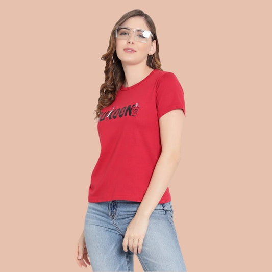 Women's Half-Sleeve Printed T-Shirt – Cotton Casual Tee