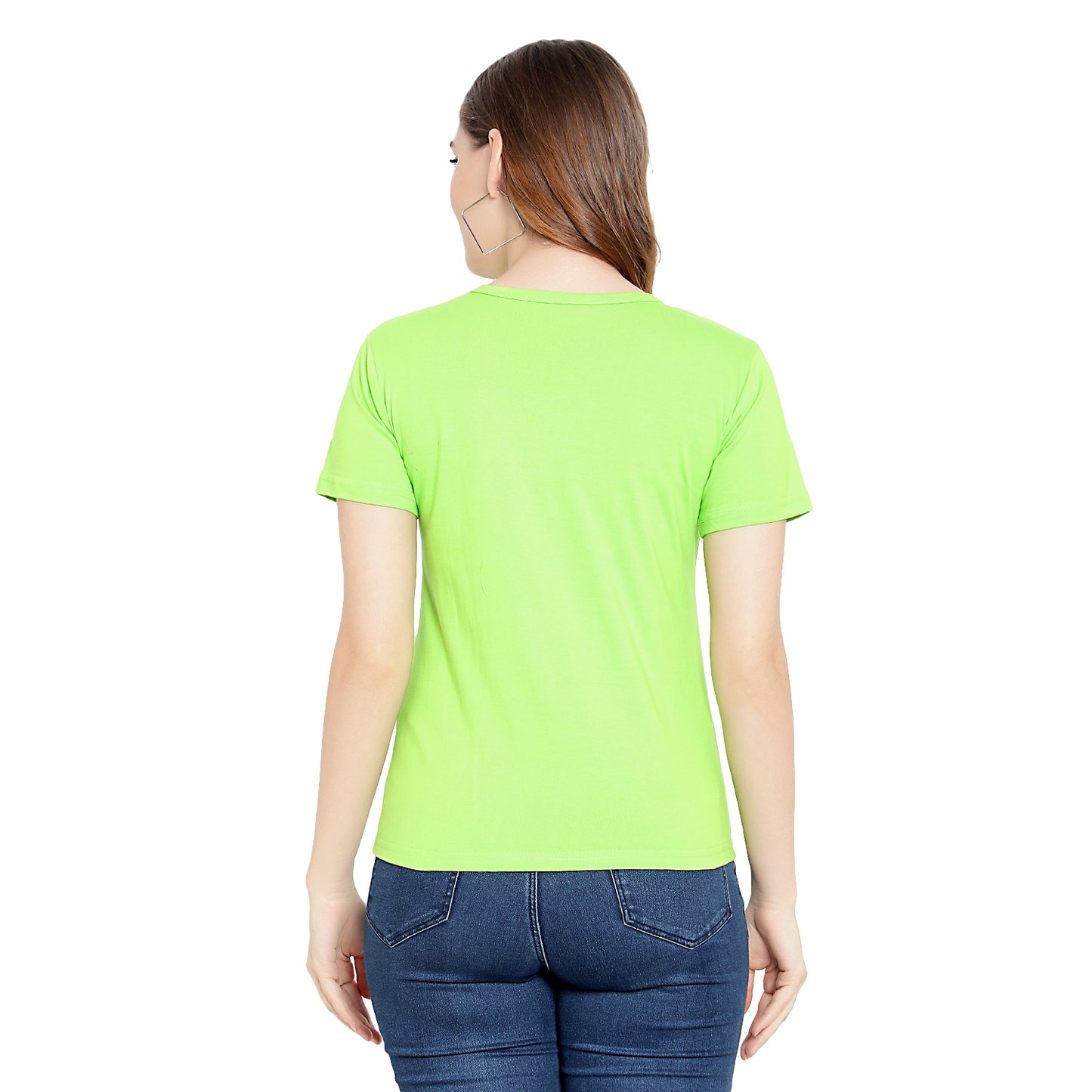 Women's Neon Color Printed Half Sleeves Cotton T-Shirt