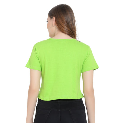 Women’s Printed Neon Crop Top – Pure Cotton T-Shirt