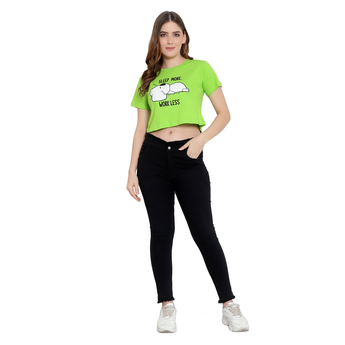 Women’s Neon Crop Top – Half Sleeves Cotton T-Shirt