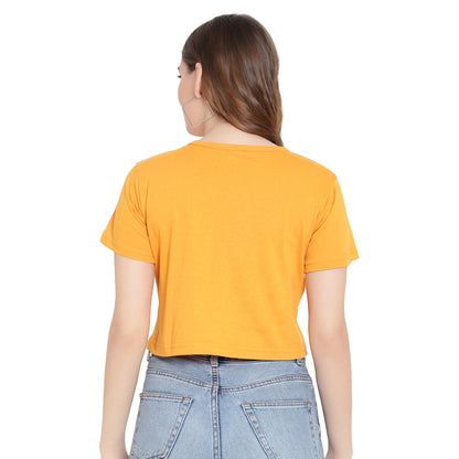 Women’s Mustard Plain Crop Top – Pure Cotton T-Shirt