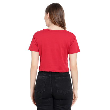 Women’s Maroon Plain Crop Top – Pure Cotton T-Shirt