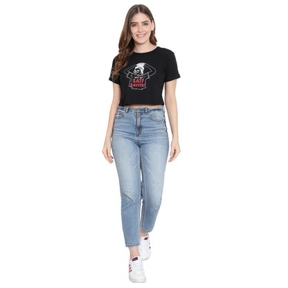 Women’s Printed Crop Top – Pure Cotton T-Shirt