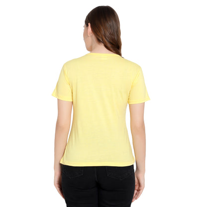 Women's Yellow Color Half Sleeves Cotton T-Shirt – Modern & Trendy