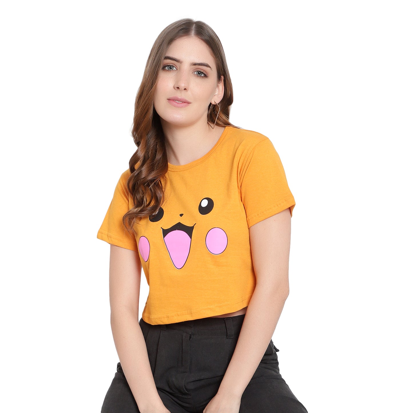 Women’s Mustard Crop Top – Pure Cotton T-Shirt