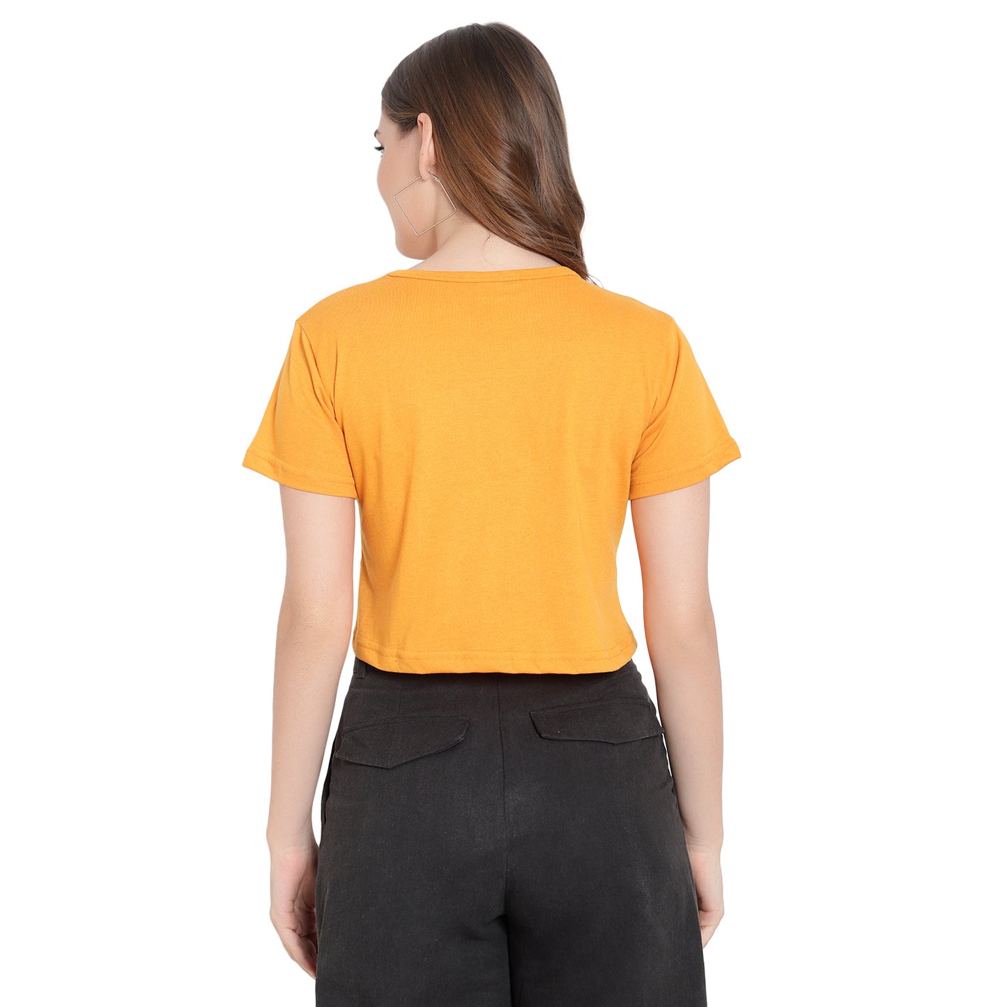 Women’s Mustard Crop Top – Pure Cotton T-Shirt