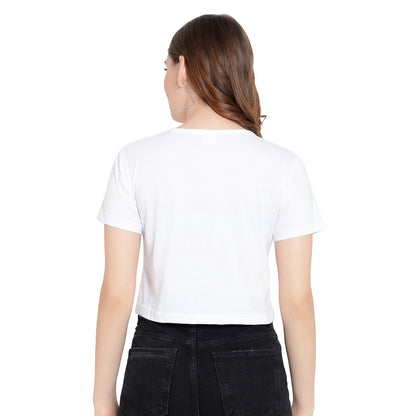 Women’s White Plain Crop Top – Pure Cotton T-Shirt