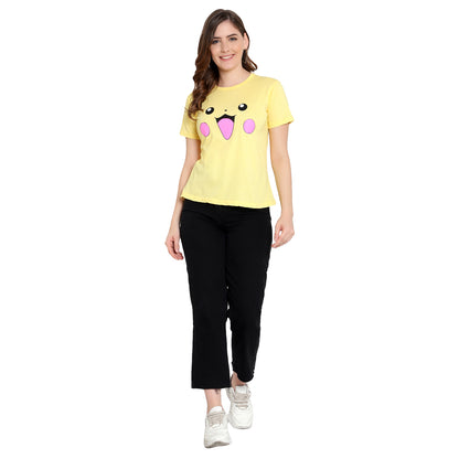 Women's Yellow Color Half Sleeves Cotton T-Shirt – Modern & Trendy