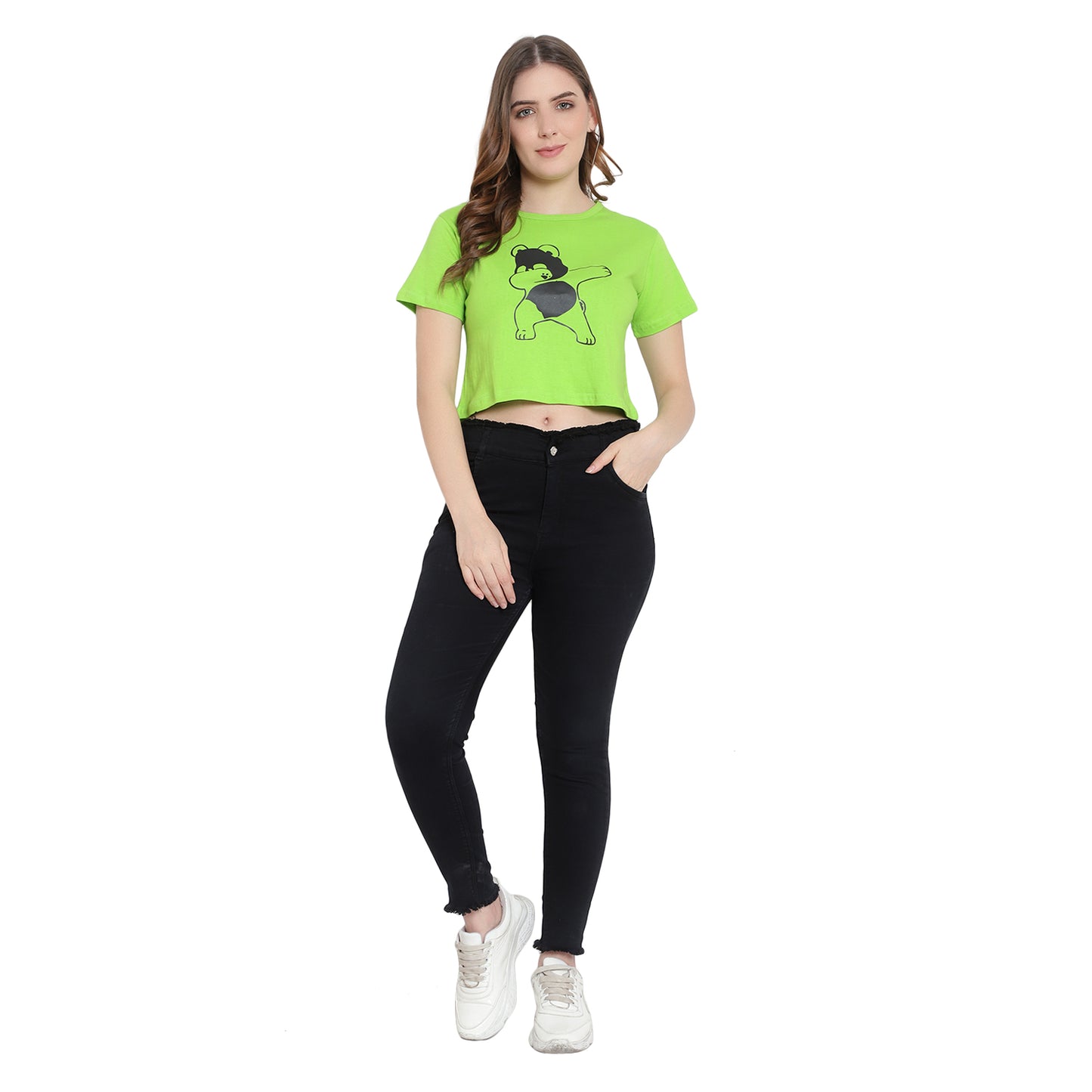 Women's Neon Printed Crop Top | Trendy Cotton T-Shirt | Stylish & Casual Wear