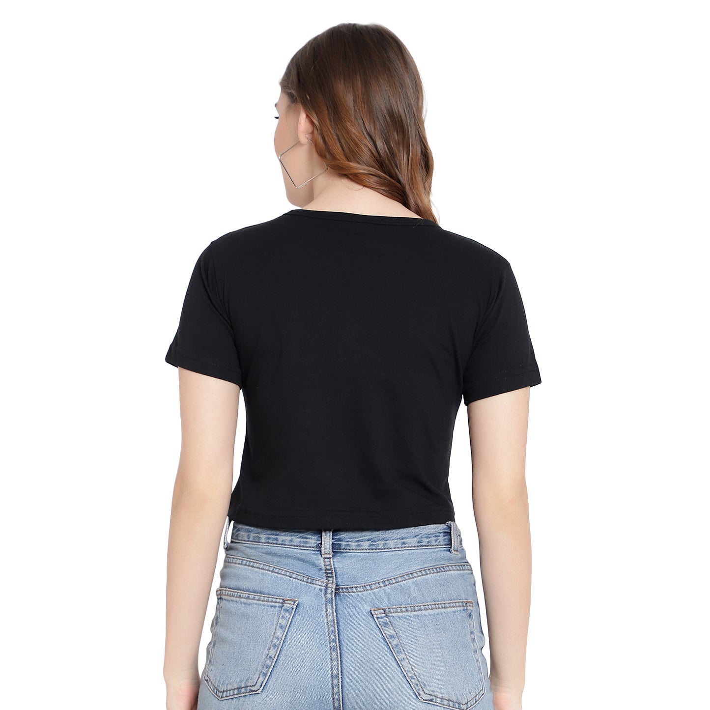 Women’s Black Crop Top – Stylish & Comfortable Cotton T-Shirt