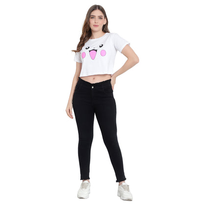 Women’s White Crop Top – Pure Cotton T-Shirt