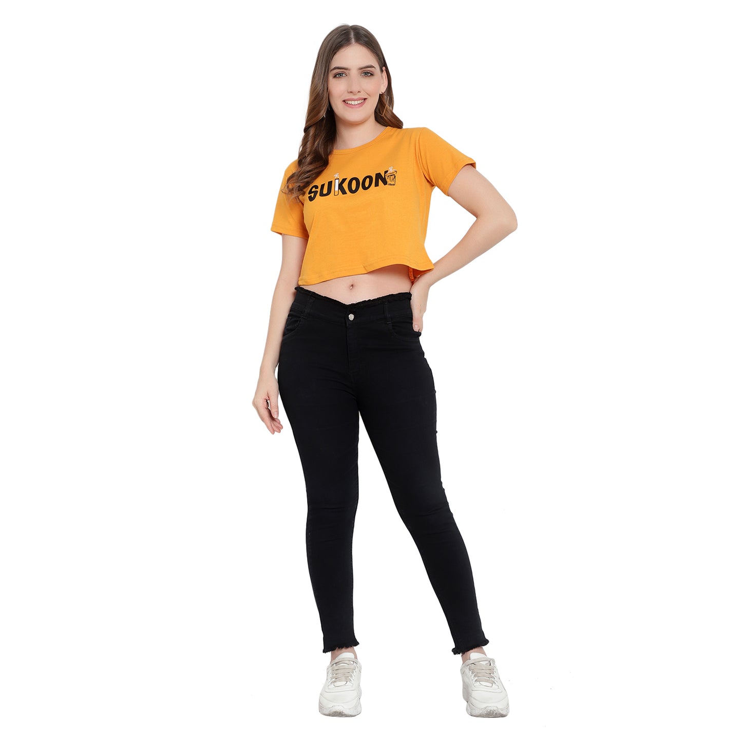 Women's Neon Crop Top – Half Sleeves Cotton T-Shirt