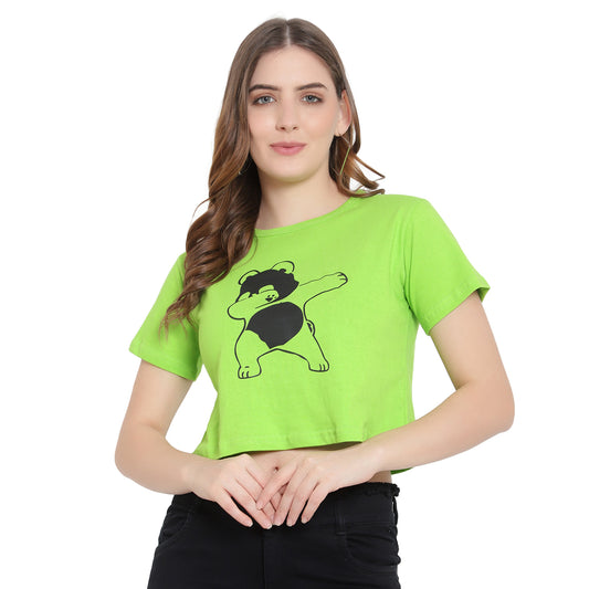 Women's Neon Printed Crop Top | Trendy Cotton T-Shirt | Stylish & Casual Wear