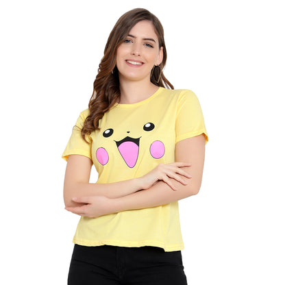 Women's Yellow Color Half Sleeves Cotton T-Shirt – Modern & Trendy