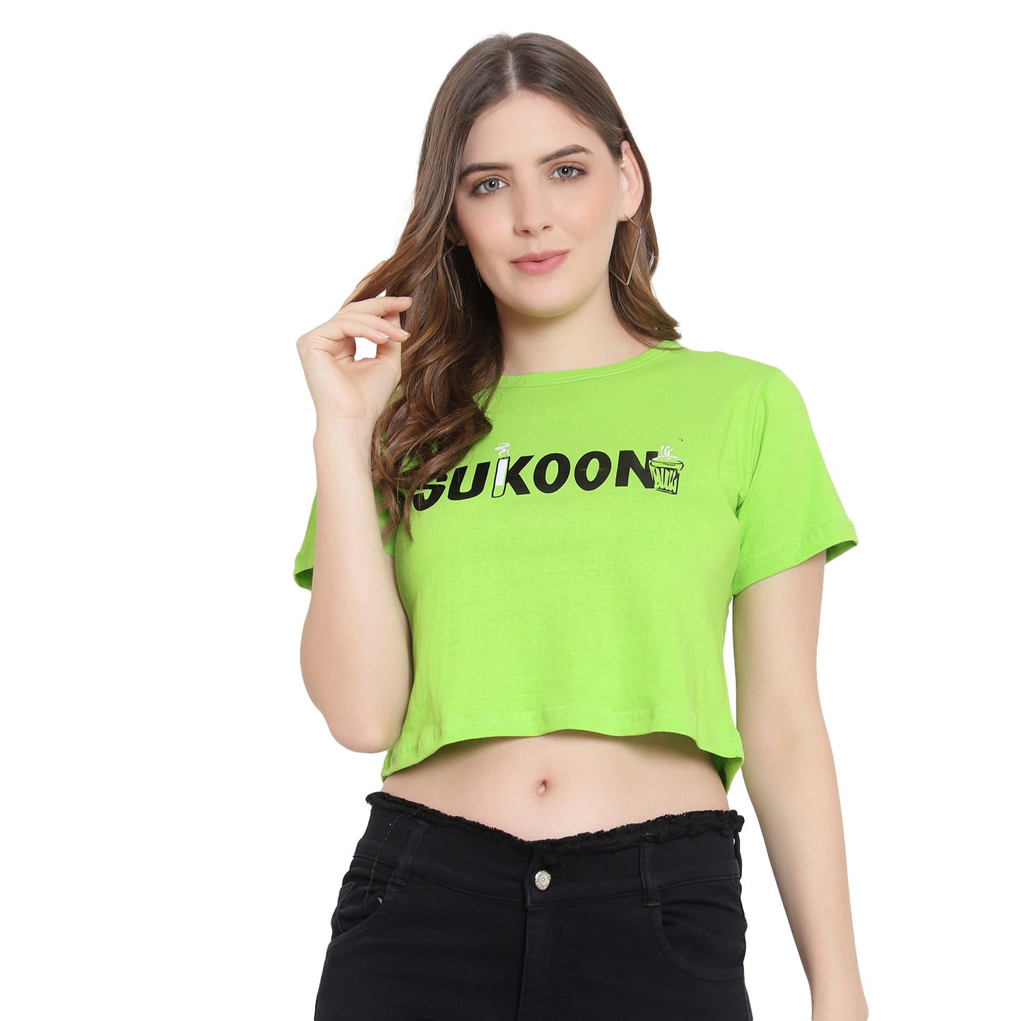 Women's Neon Crop Top – Half Sleeves Cotton T-Shirt