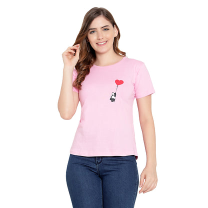 Women's Black Color Printed T-Shirt – Half Sleeves Cotton Tee