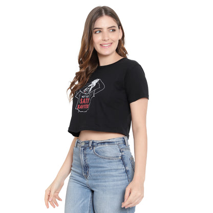 Women’s Printed Crop Top – Pure Cotton T-Shirt