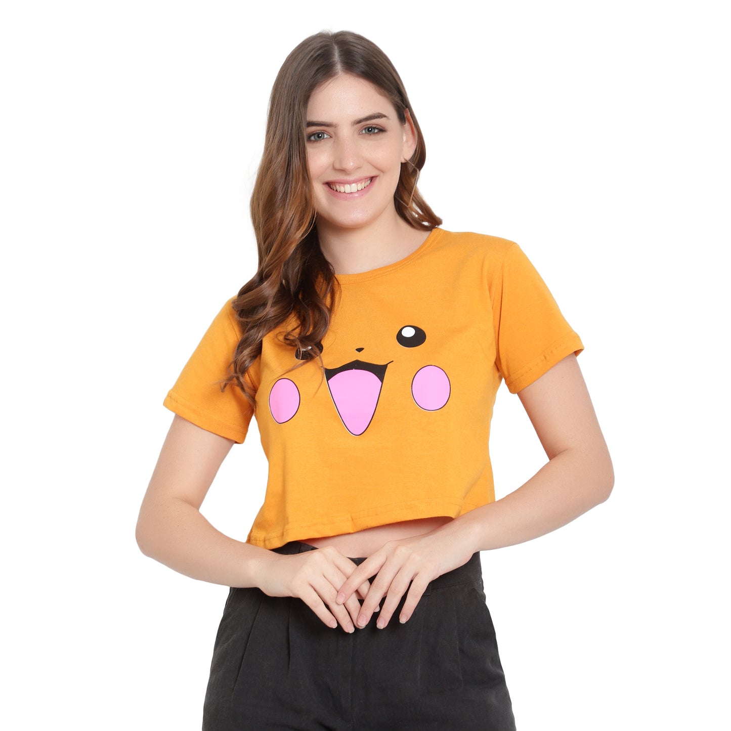 Women’s Mustard Crop Top – Pure Cotton T-Shirt