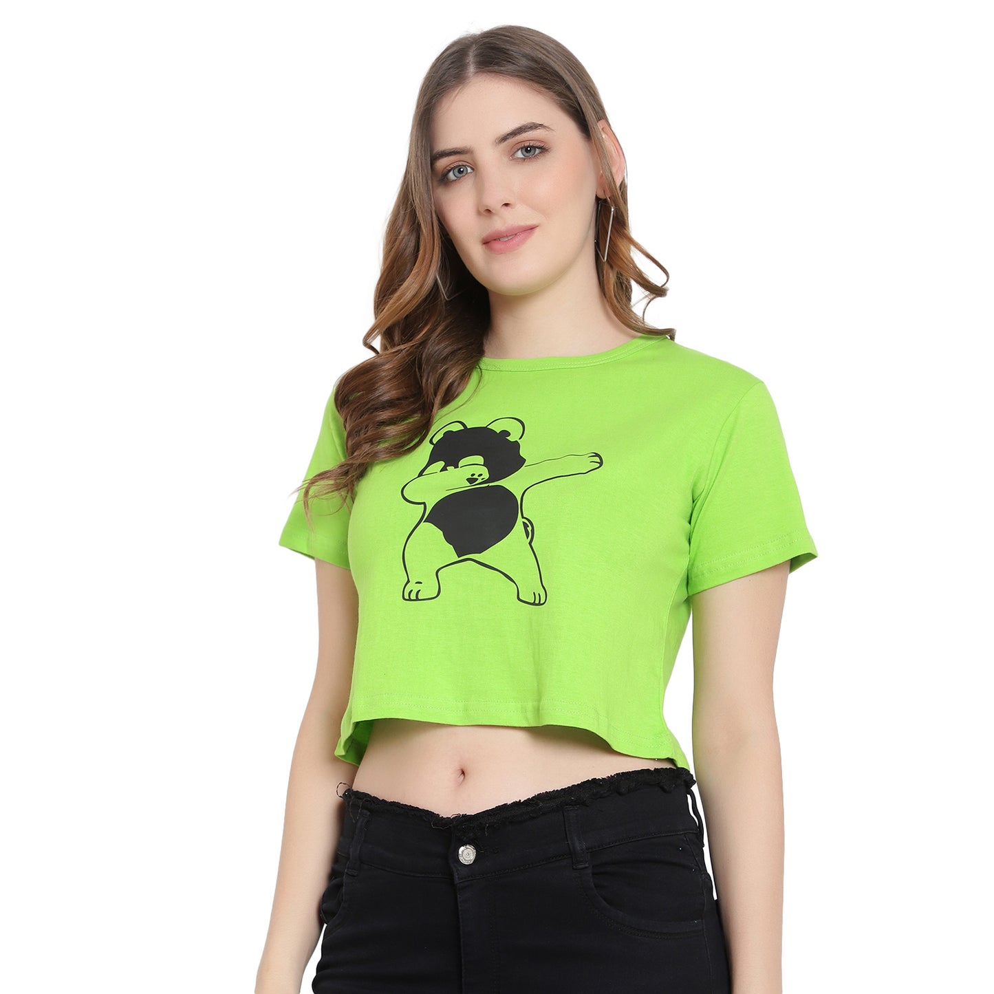 Women's Neon Printed Crop Top | Trendy Cotton T-Shirt | Stylish & Casual Wear