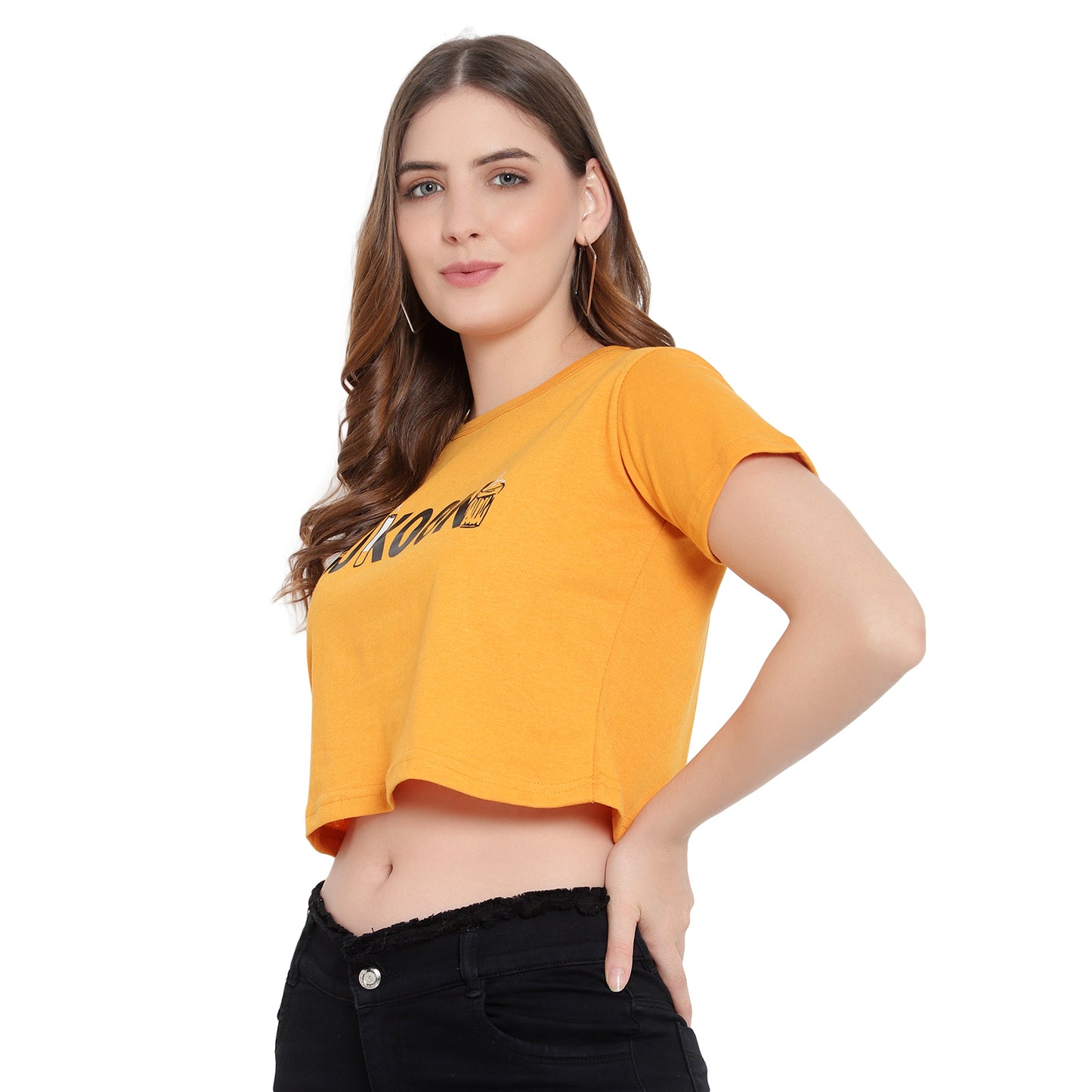 Women's Neon Crop Top – Half Sleeves Cotton T-Shirt