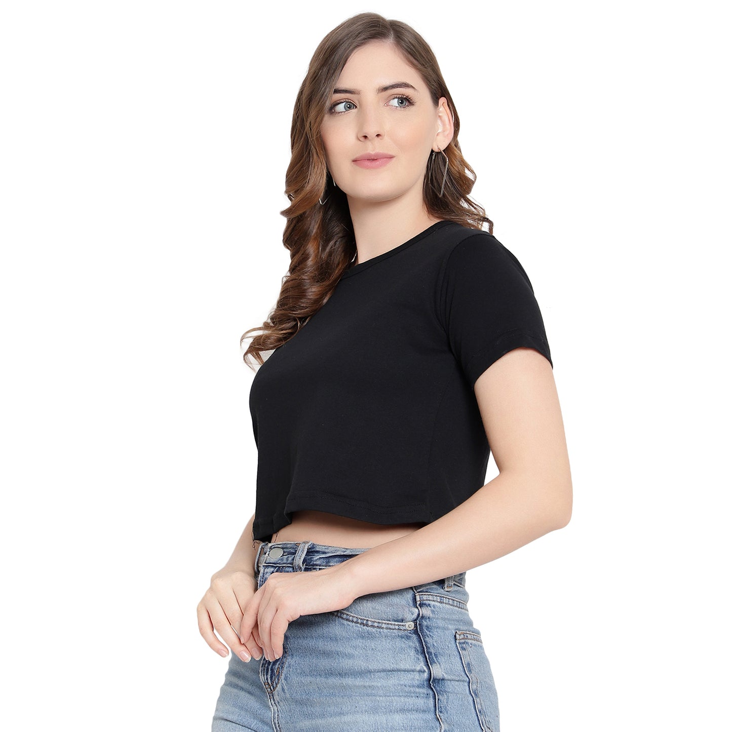 Women’s Black Crop Top – Stylish & Comfortable Cotton T-Shirt