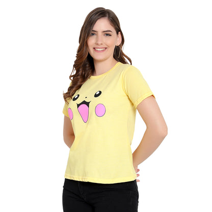 Women's Yellow Color Half Sleeves Cotton T-Shirt – Modern & Trendy