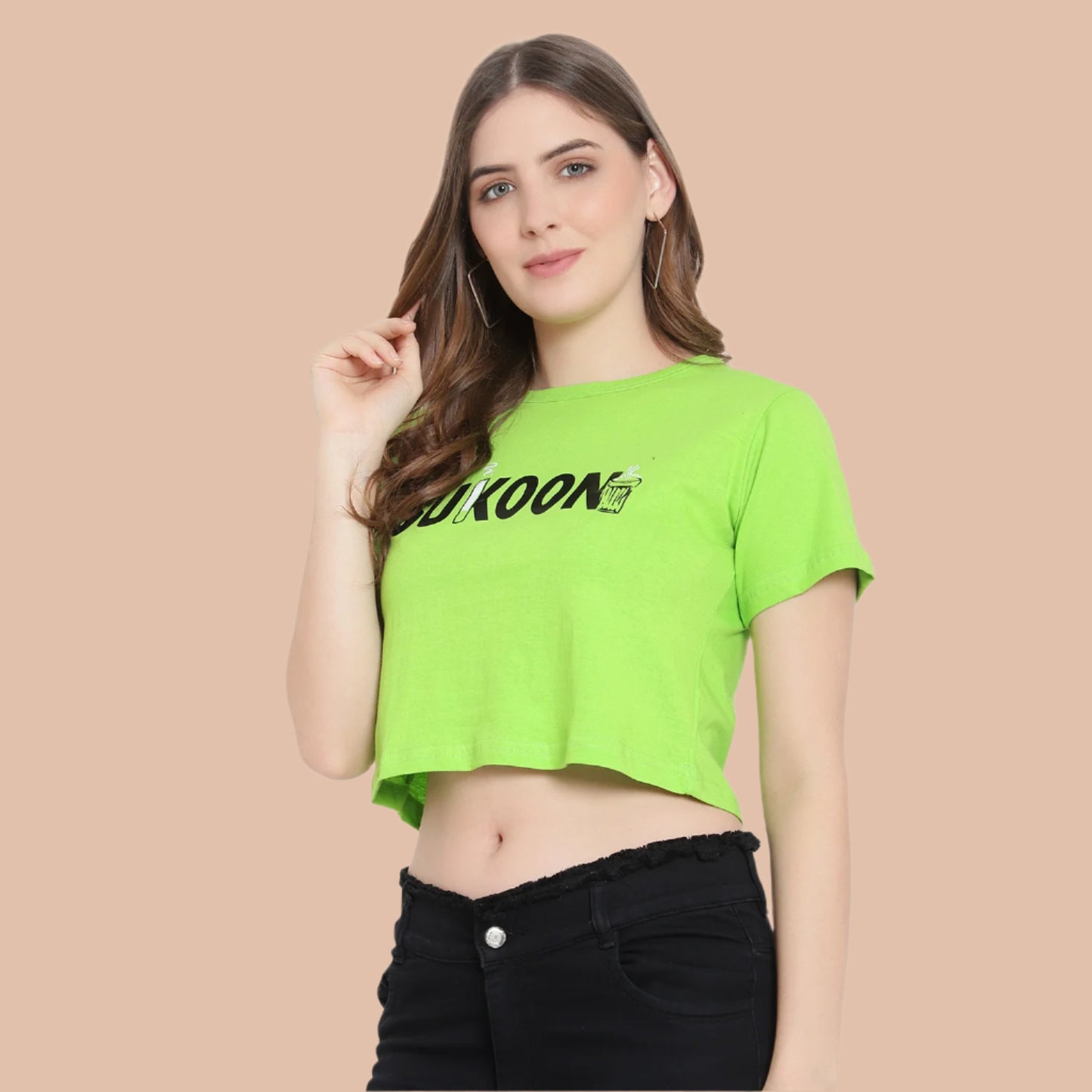 Women's Neon Crop Top – Half Sleeves Cotton T-Shirt