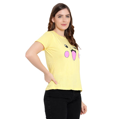Women's Yellow Color Half Sleeves Cotton T-Shirt – Modern & Trendy