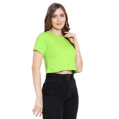 Women’s Neon-Plain Crop Top – Pure Cotton T-Shirt