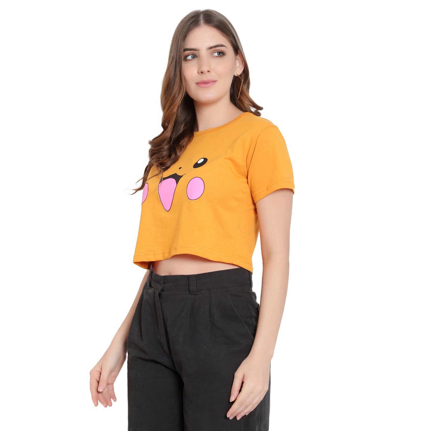 Women’s Mustard Crop Top – Pure Cotton T-Shirt