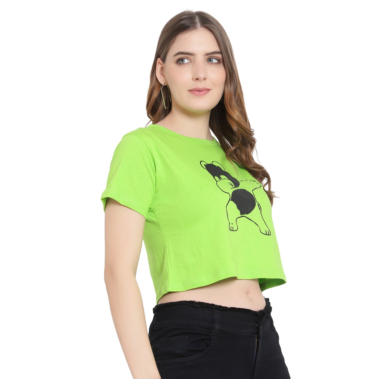 Women's Neon Printed Crop Top | Trendy Cotton T-Shirt | Stylish & Casual Wear