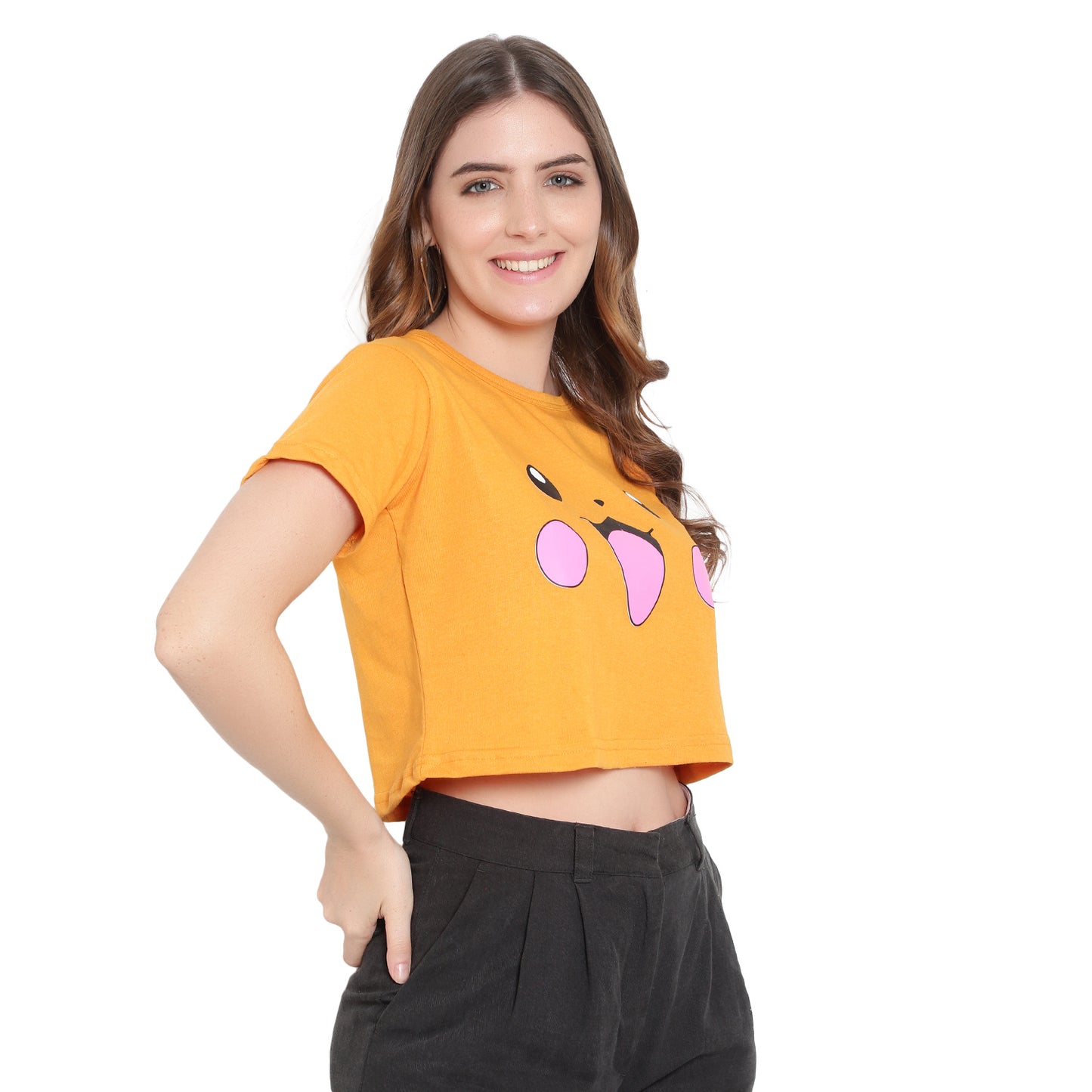 Women’s Mustard Crop Top – Pure Cotton T-Shirt