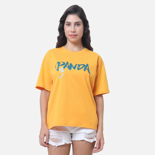 Sunny Yellow Panda Graphic Tee Eat & Chill Streetwear Edition
