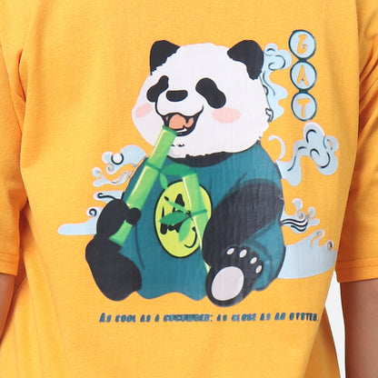 Sunny Yellow Panda Graphic Tee Eat & Chill Streetwear Edition