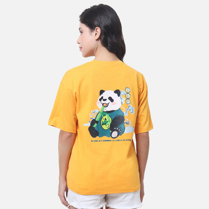 Sunny Yellow Panda Graphic Tee Eat & Chill Streetwear Edition