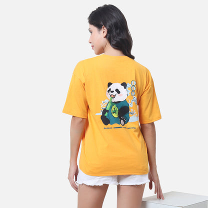 Sunny Yellow Panda Graphic Tee Eat & Chill Streetwear Edition