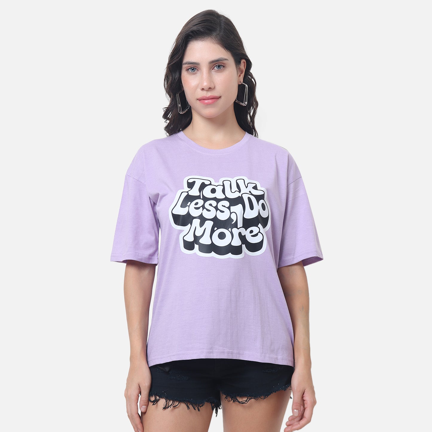 Talk Less Do More Motivational T-Shirt Lavender Purple