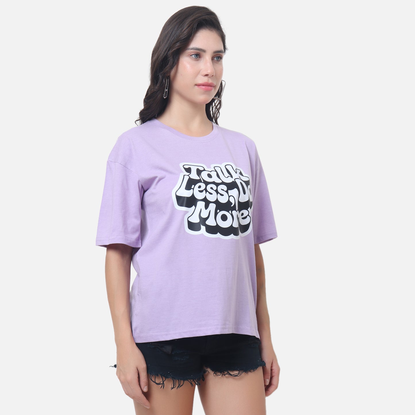 Talk Less Do More Motivational T-Shirt Lavender Purple
