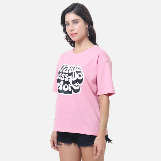 Talk Less Do More Motivational Tee Soft Pink