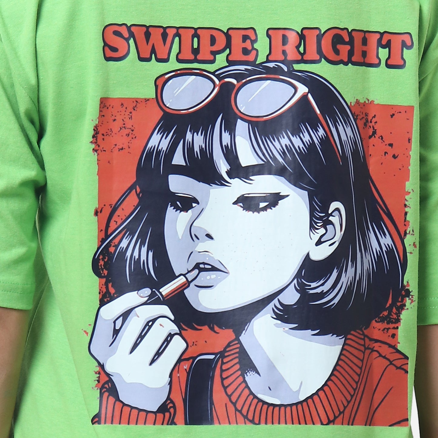 Swipe Right Retro Pop Art T-Shirt Lime Green
