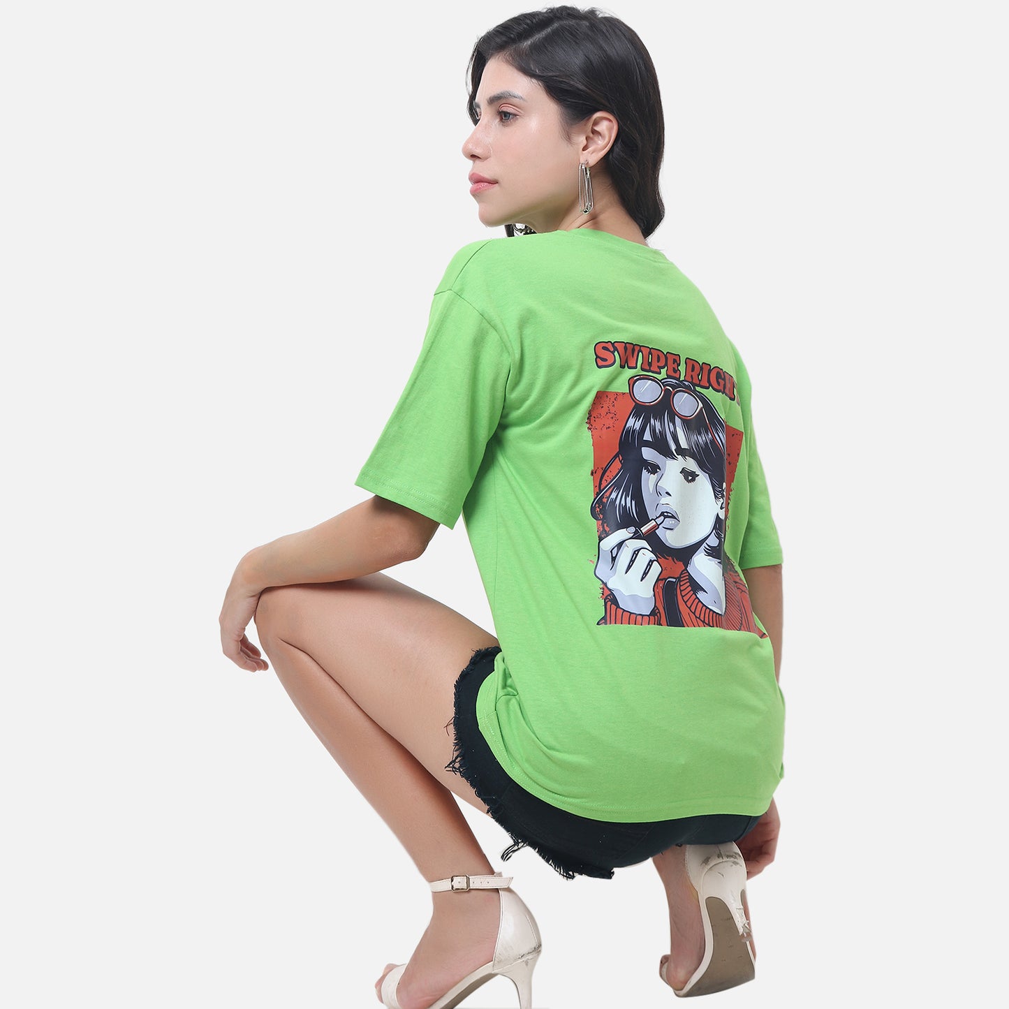 Swipe Right Retro Pop Art T-Shirt Lime Green