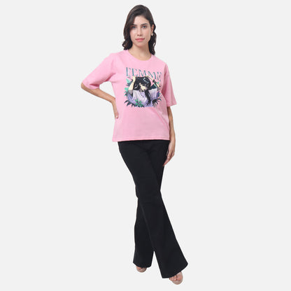 Anime Inspired Statement T-Shirt Soft Pink