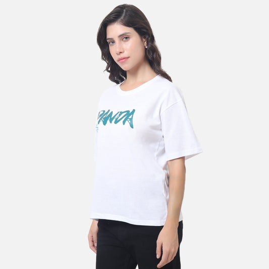 Minimalist Panda Graphic T-Shirt - Classic White
