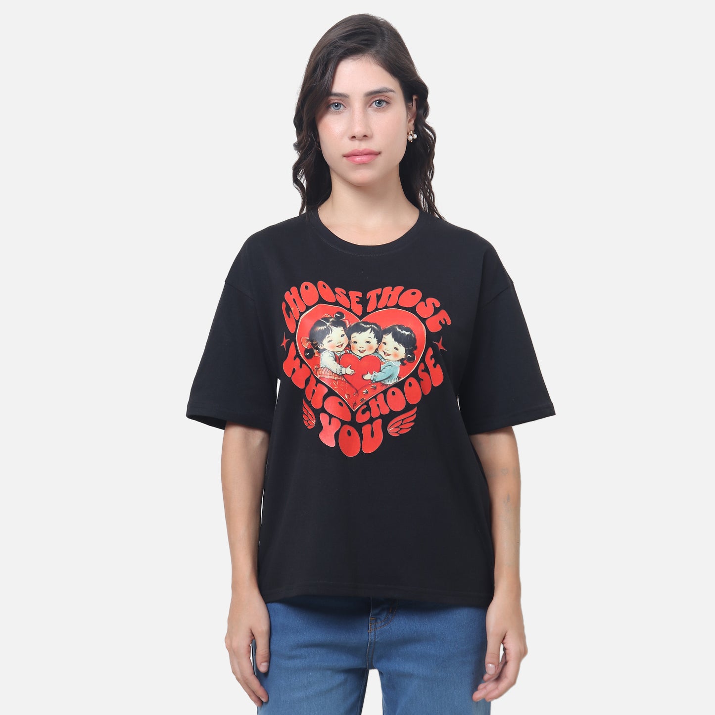Choose Love Over Greed" Retro Statement T-Shirt - Black