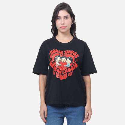 Choose Love Over Greed" Retro Statement T-Shirt - Black