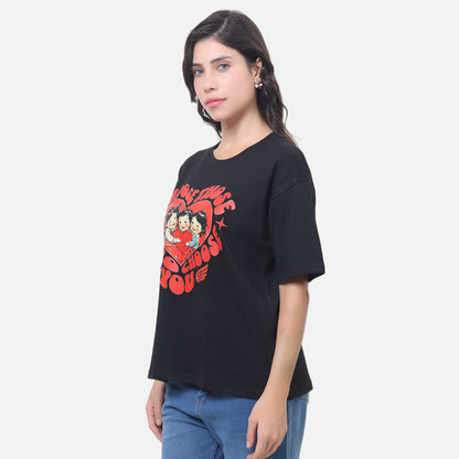Choose Love Over Greed" Retro Statement T-Shirt - Black