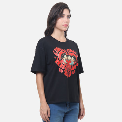 Choose Love Over Greed" Retro Statement T-Shirt - Black