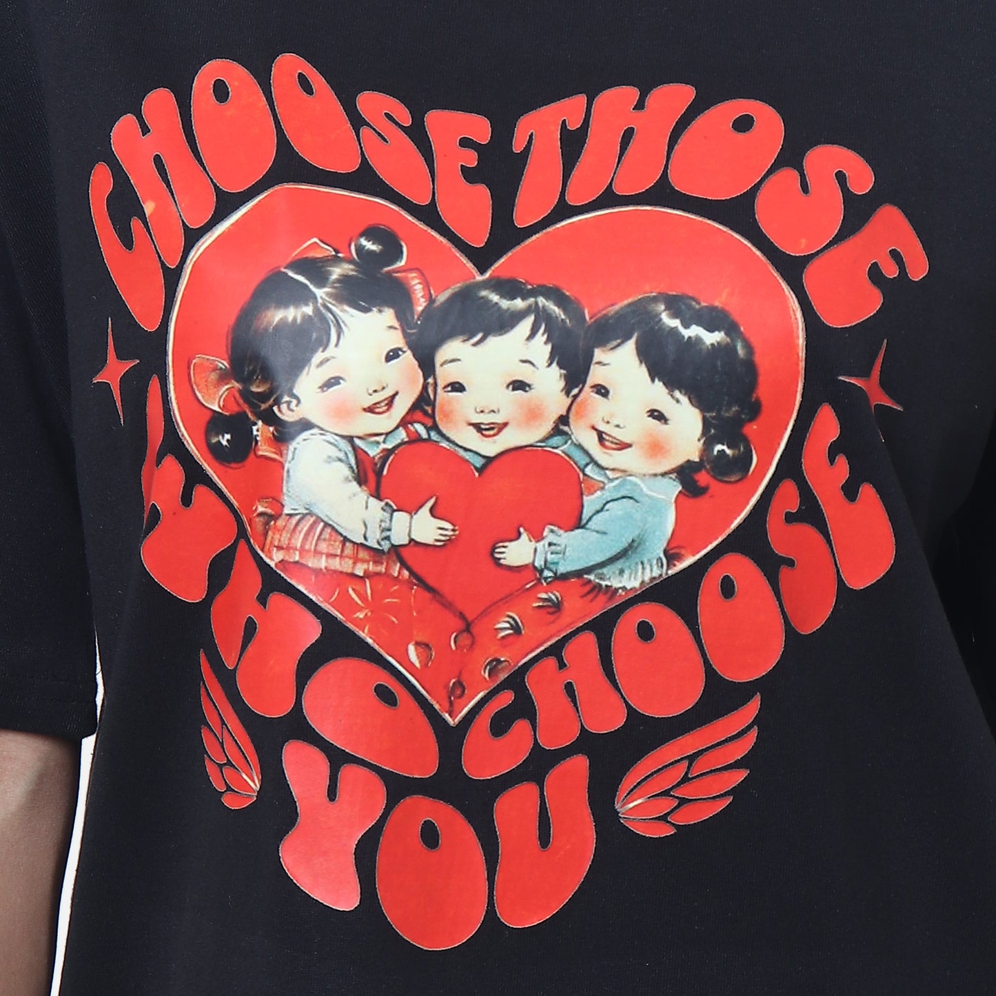 Choose Love Over Greed" Retro Statement T-Shirt - Black