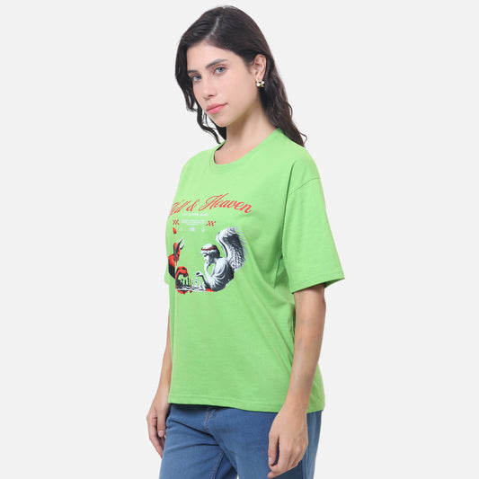 Hell & Heaven Oversized Graphic T-Shirt The Eternal Game Begins